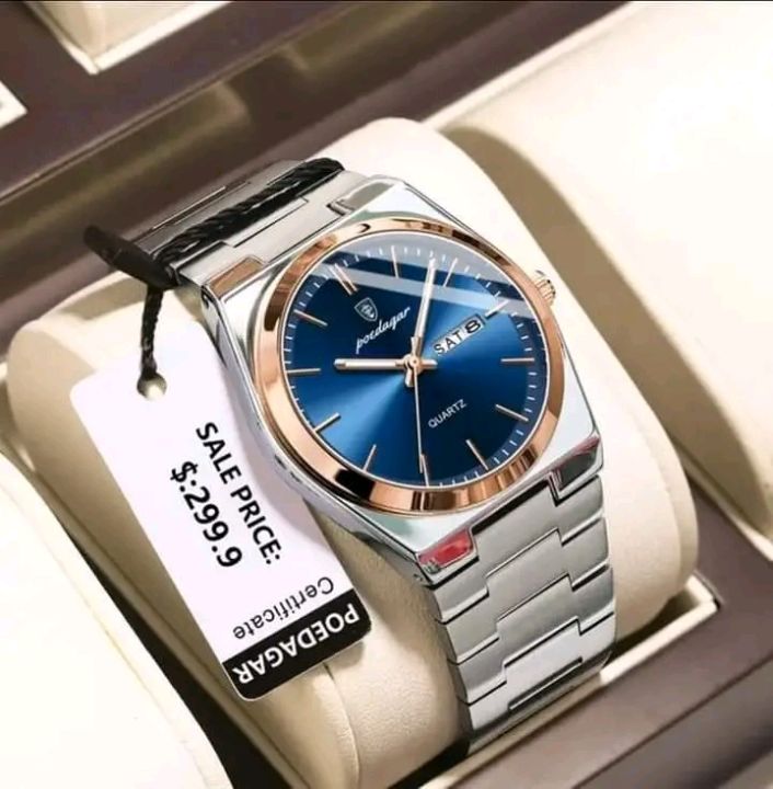 Poedagar 930 New Model Men Watch Luxury Fashion Stainless Steel Rose Blue