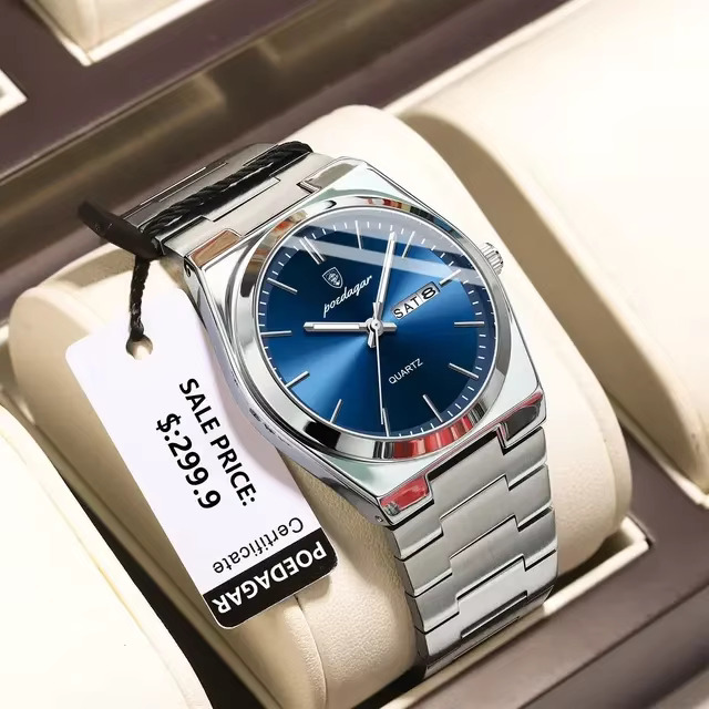 Poedagar 930 New Model Men Watch Luxury Fashion Stainless Steel Blue